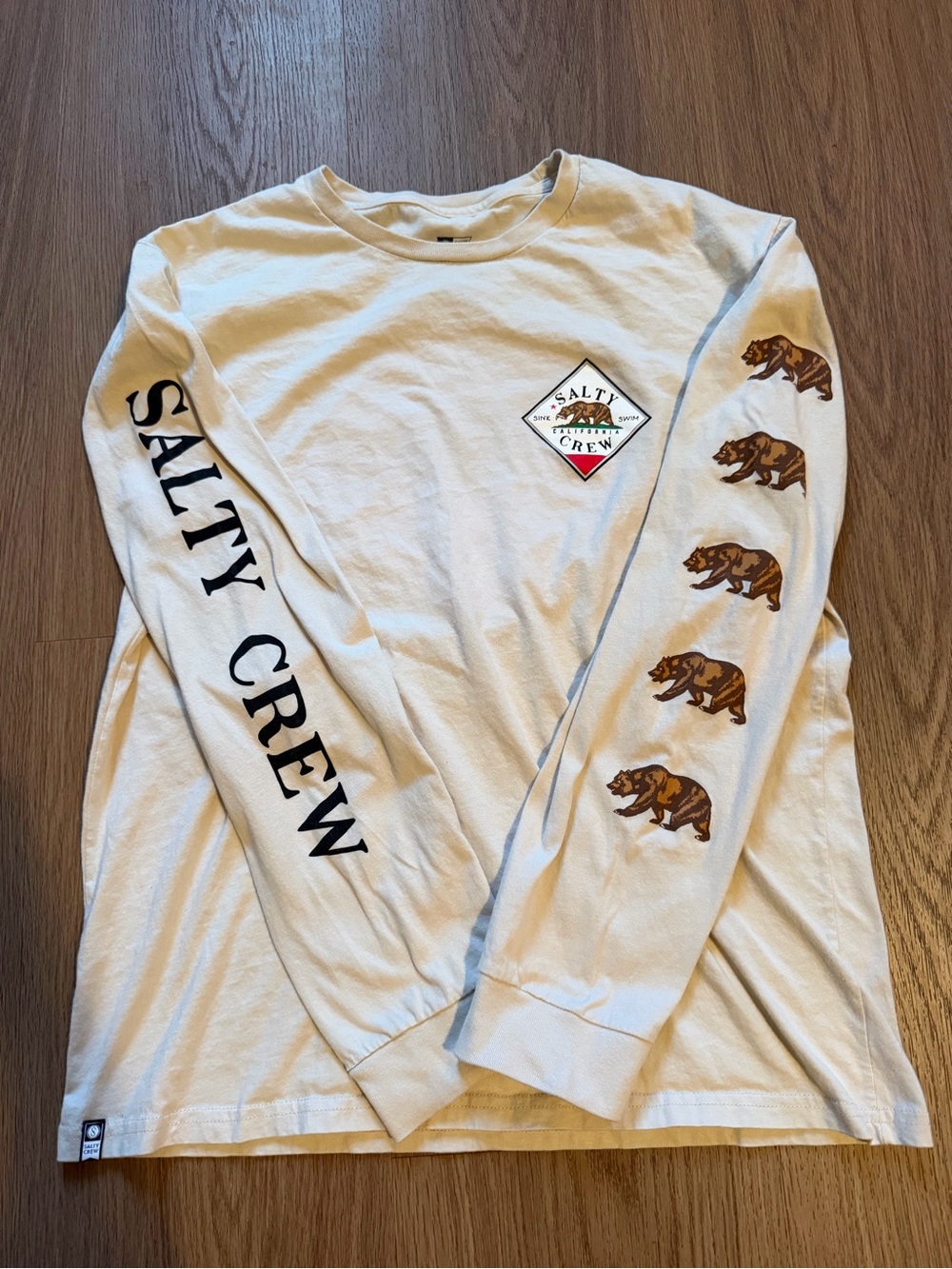 Salty Crew Cream Logo Hem Tag Long Sleeve Tee